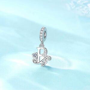 Silver Letter Charm Fit for Pandora Charms Bracelet Alphabet Initial Dangle